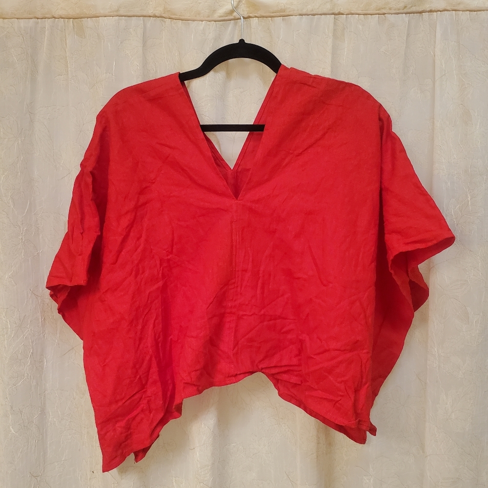 Nettle  Red Linen Crop Top